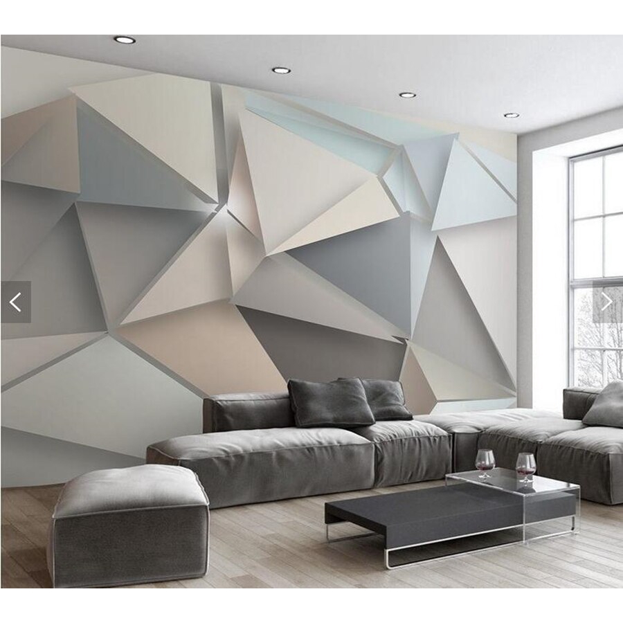 Custom wallpaper 3d modern minimalist triangle murals for living room ...