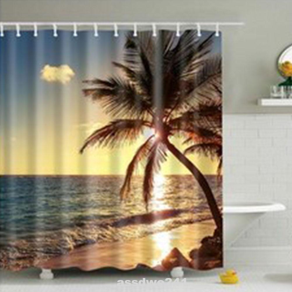 Hawaii Nature Landscape Polyester Square Summer Home Hotel Waterproof Fabric Bathroom Decor Shower Curtain Shopee Malaysia