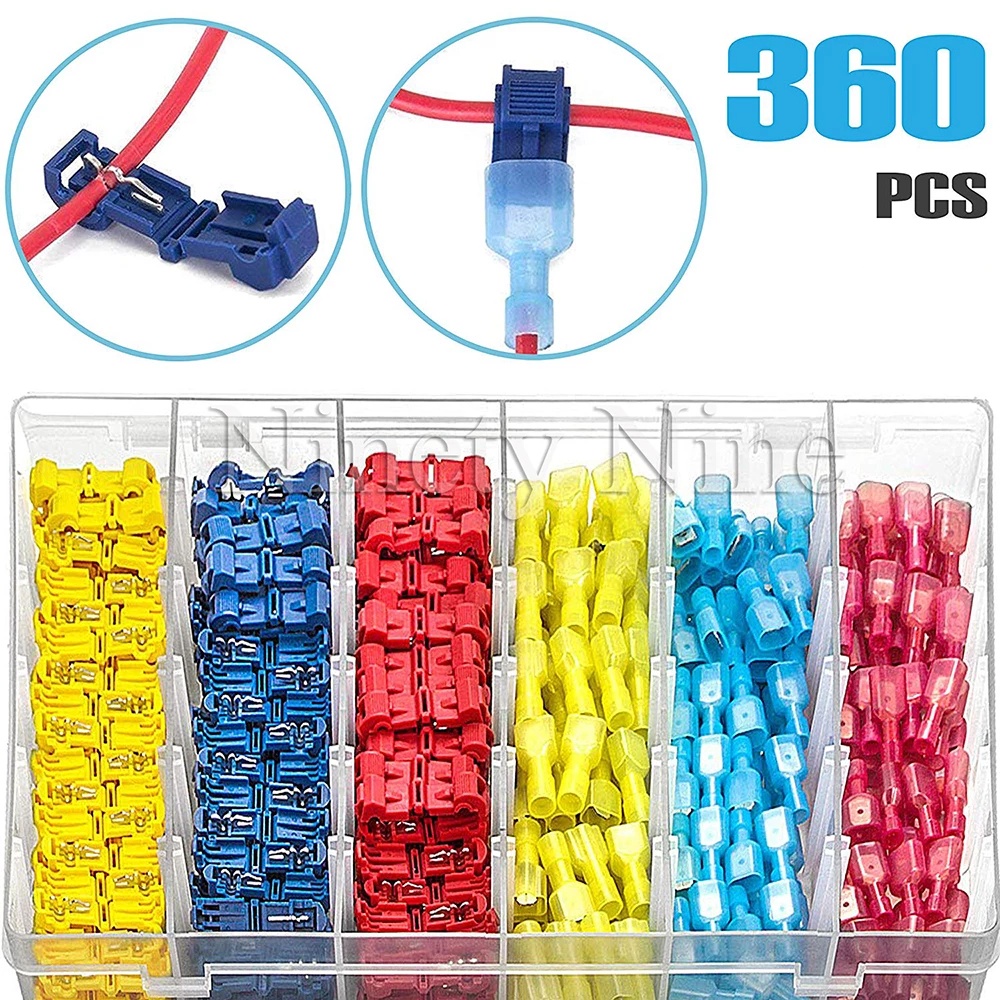 60-Piece T-Tap Wire Connectors - Self-Stripping Quick Splice Electrical Terminals