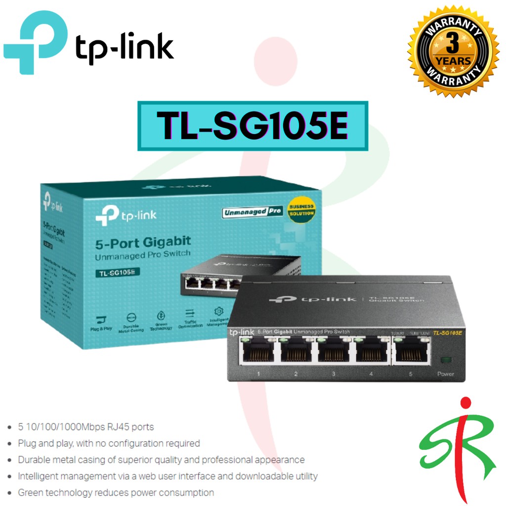TPLink TLSG105E 5Port Gigabit Unmanaged Pro Switch Shopee Malaysia