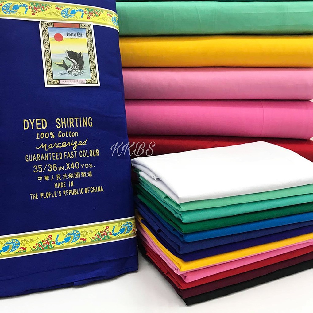 36 Kain 100 Cotton Brand Jumping Fish Warna Plain Kain 36 Kain 100 Cotton Brand Jumping Fish Warna Plain Kain