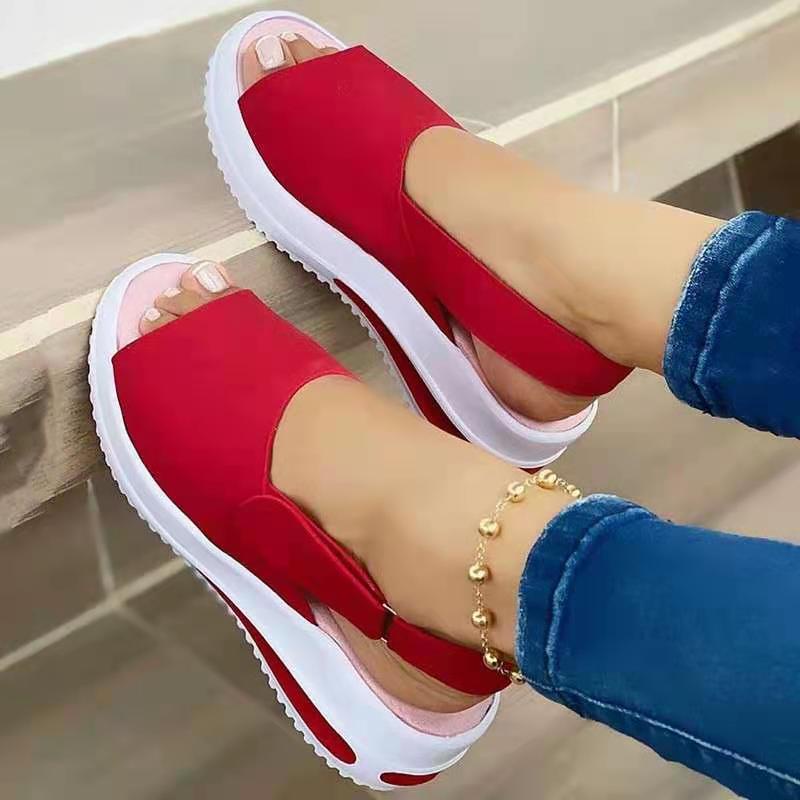 Women's Flip Flops Sandals Fashion Leather Platform Low Wedge Sandals Casual Hollow Out Beach Thong Sandal 