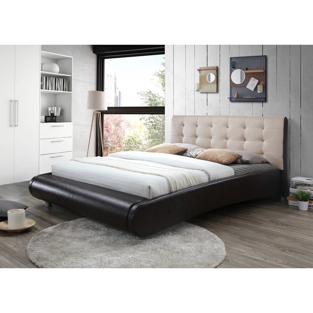 Best OLLIE Queen Bed frame in two tones(Brown+Cream) Shopee Malaysia