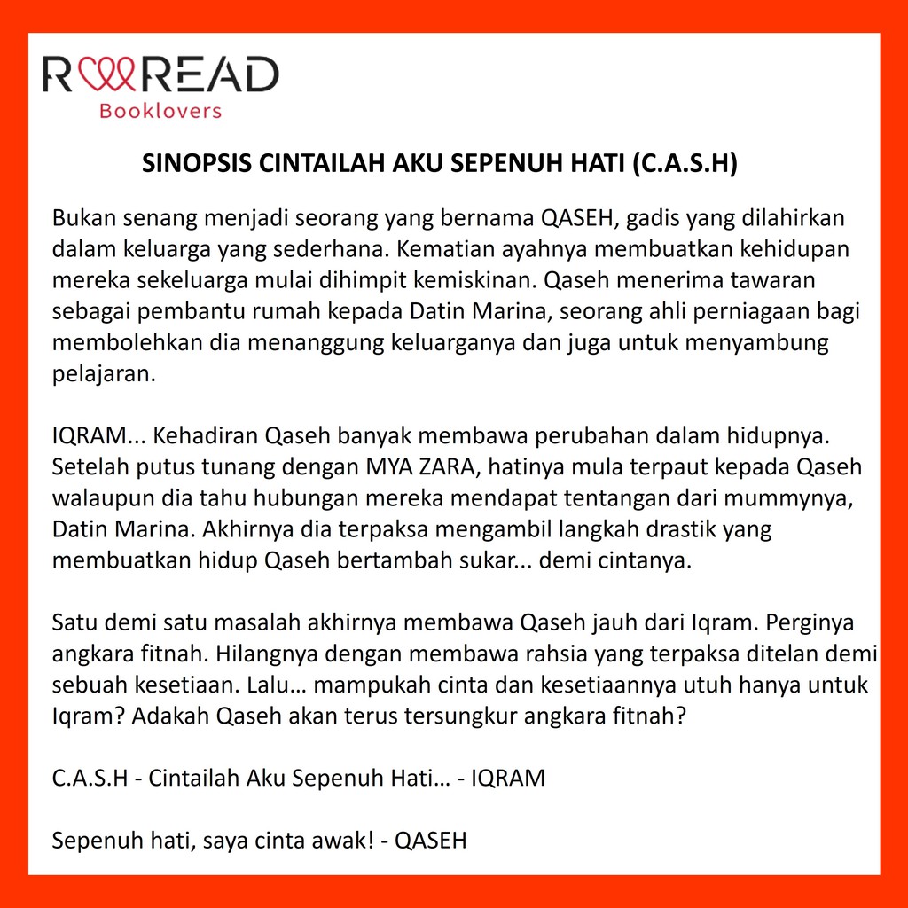 Novel Murah Cintailah Aku Sepenuh Hati C A S H Jaja Udin Karnadya Isbn 9789674062934 Shopee Malaysia