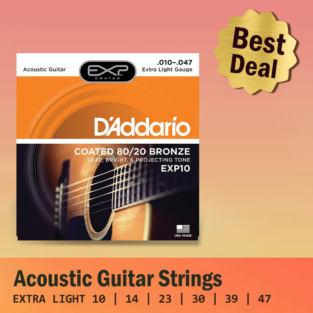 [ONLINE PURCHASE ONLY] [USA MADE & Original] D'Addario EXP Coated 80/20 Bronze Acoustic Guitar