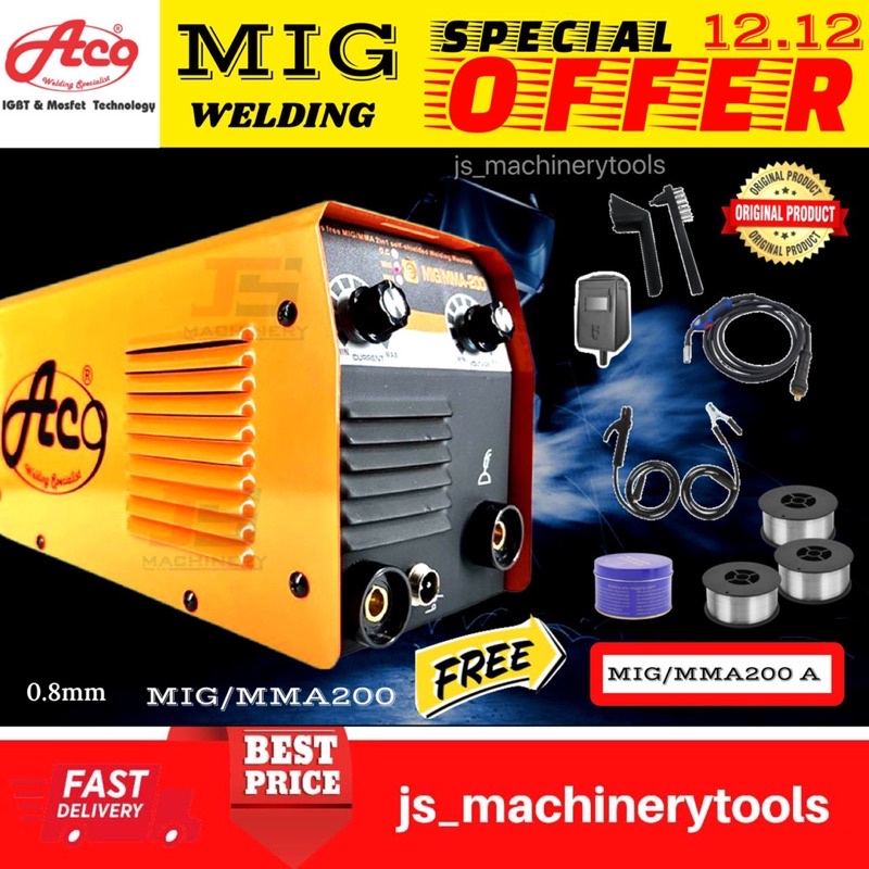 MIG/MMA 2 in 1 Gas-less Aco Professional Mig Gasless Welding Machine ...