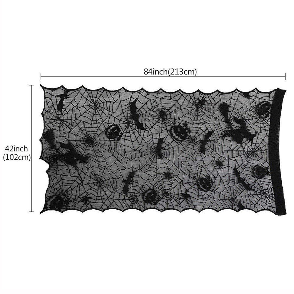 Halloween Pumpkin Spider Web Curtain Cloth Black Lace Festival