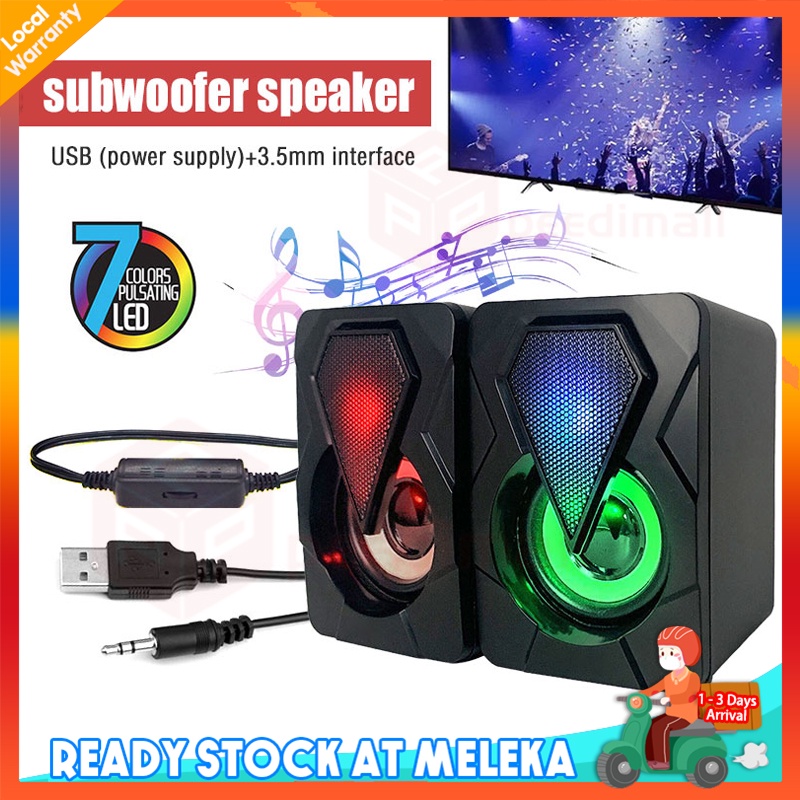 USB Speaker With RGB LED Light Laptop Desktop Stereo Mini Speaker AUX Audio For PC Computer Gaming Smart Phone Tablet 音响