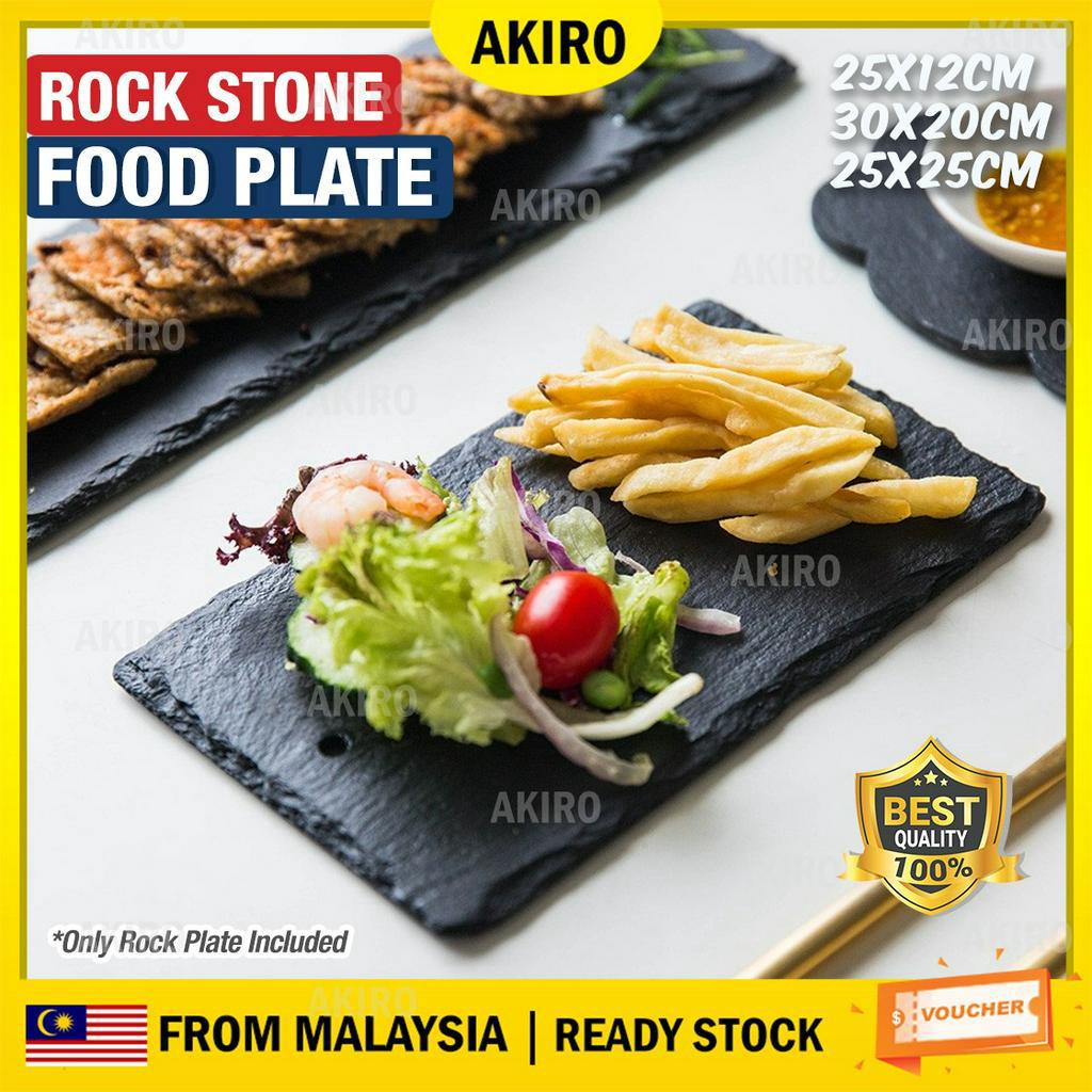 AKIRO Japanese Dessert Stone Plates Sushi Food Home BBQ Restaurant Cafe Tableware Flat Chicken Fish Chop Rock Plate