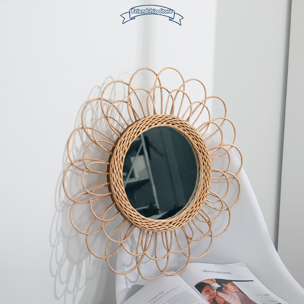 Fs Hanging Mirror Rattan Sunflower Circular Wall Mirror Decor Boho Wicker Dressing Makeup Mirrors Shopee Malaysia