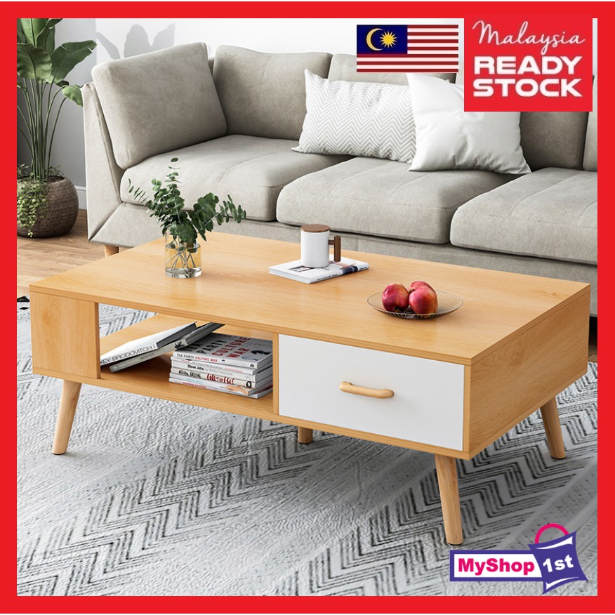 Small White Coffee Tables Living Room Simple Modern Living Room Furniture Coffee Table With Storage Small Table Shopee Malaysia