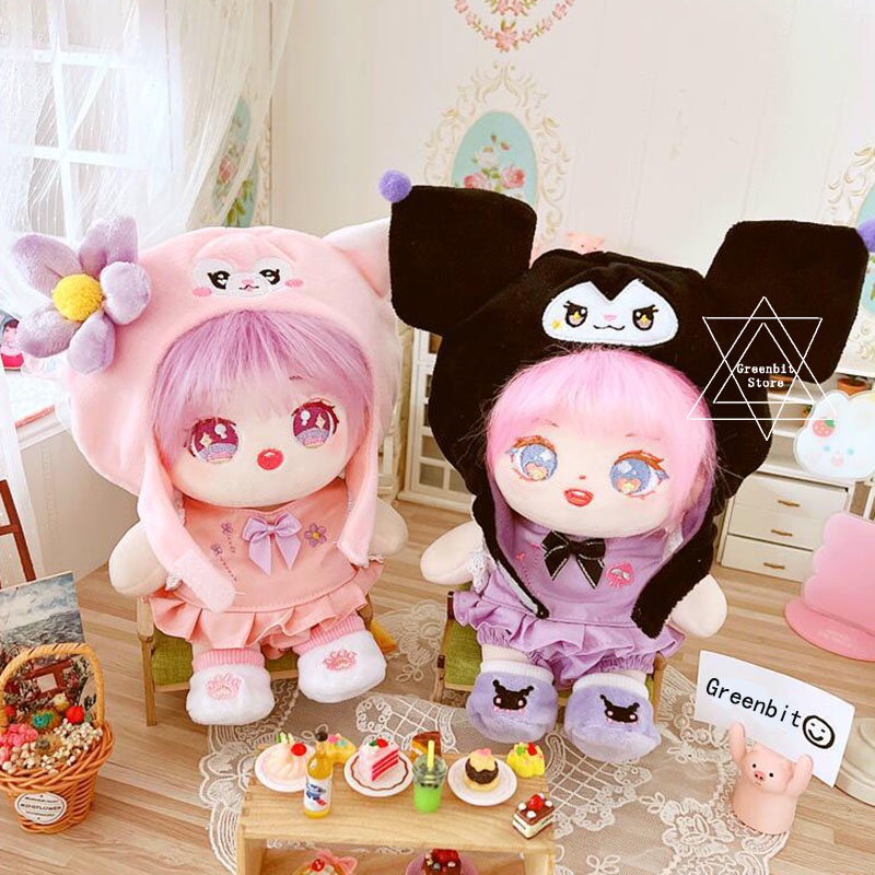 20CM Doll Replaceable Clothes Demon Kuromi LinaBell Hat Plush Dolls Accessories AKB48 Aespa Sana Gifts