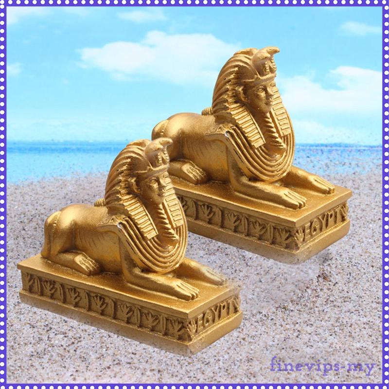 [finevipsMY] 2x Statues Figurines Mythology Pharaoh Desktop Bookshelf