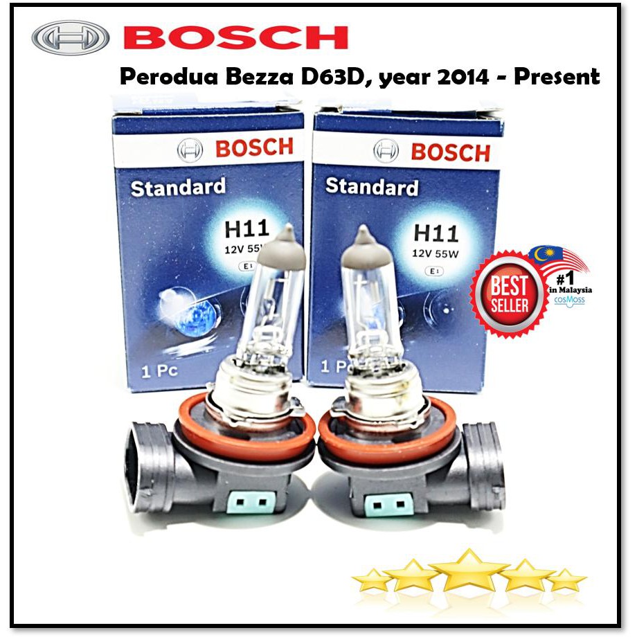 Bosch Headlamp HeadLight H11 Light Bulbs for Perodua Bezza 