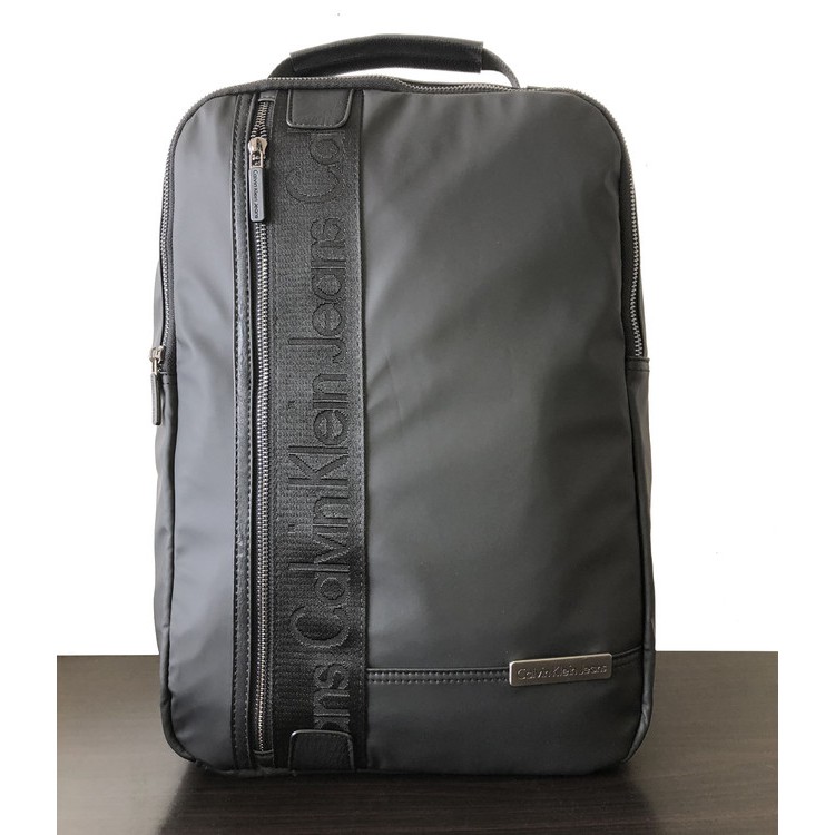 calvin klein backpack leather black
