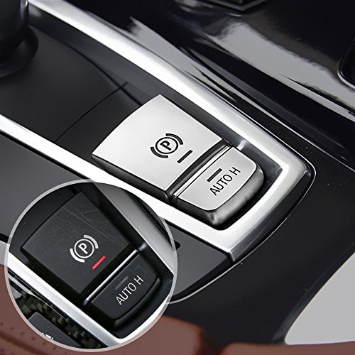 for 5 F10 GT f07 6 7 series X3 F15 X4 F16 X5 F25 X6 F26 2 pcs/set Car Electronic Handbrake H Button Cover Trim Aluminum Alloy Red Interior Auto Vehicle Accessory 