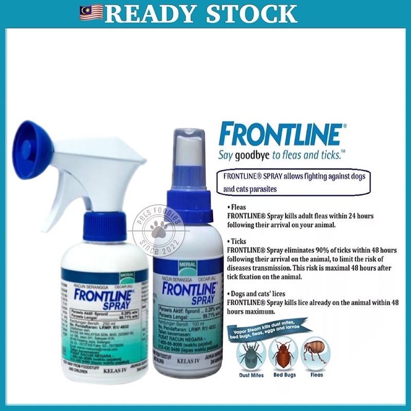 Original FRONTLINE Spray for Cat & Dog Anti Flea & Ticks Kutu (100ml