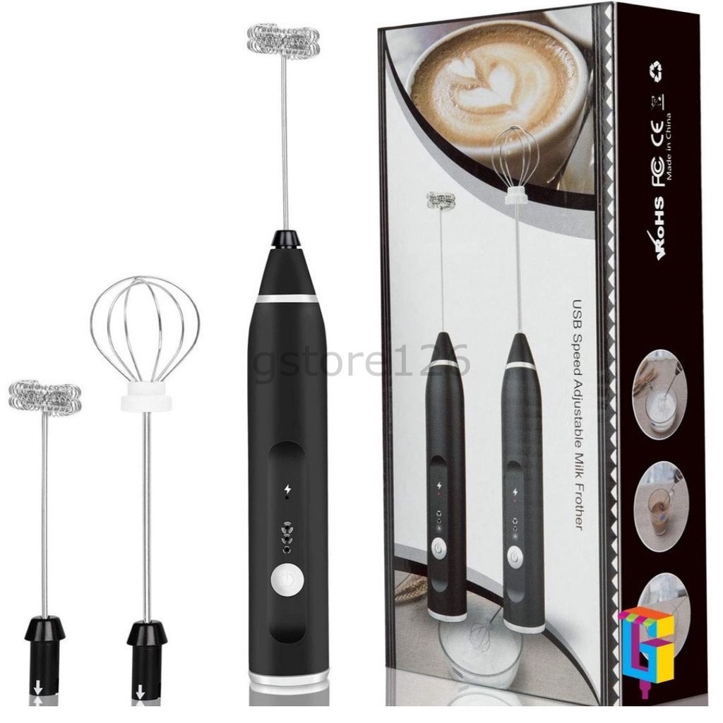 USB Speed Adjustable Milk Frother / 3 Speed / Rachargeable / Handheld Electric Foam Maker Mixer Cream Whisk Stainless