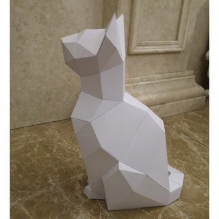 Diy Handmade Origami Mask Sitting Cat  Persian  Cat  3d  Paper 