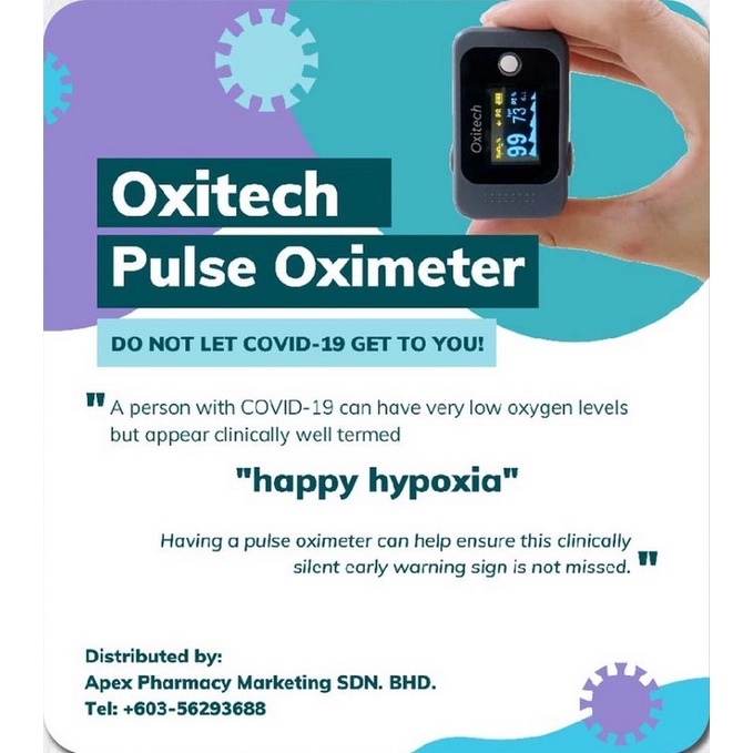 Oxitech Finger Pulse Oximeter Blood Oxygen Monitor Mda Approved 1 Year Warranty Shopee Malaysia
