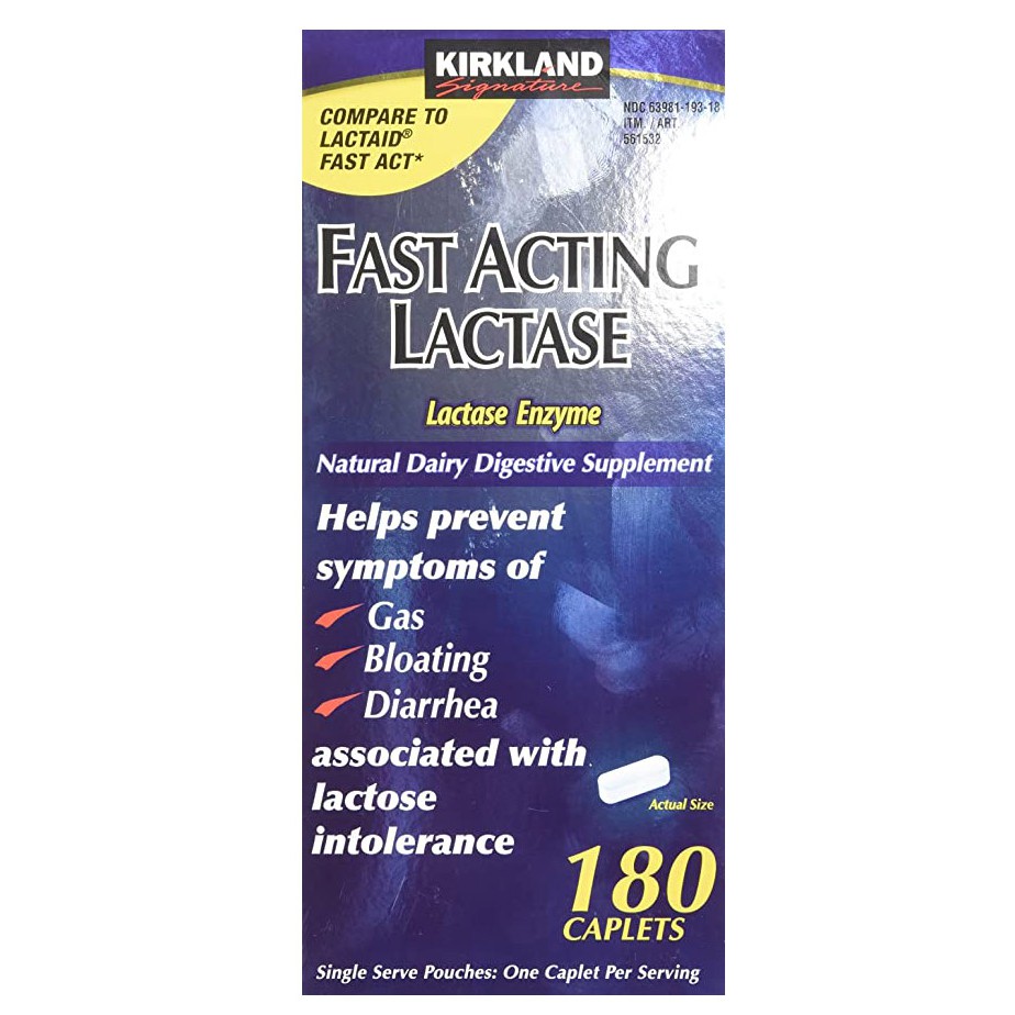 Kirkland Signature Fast Acting Lactase Us Digestive Aid, 180 Tablets