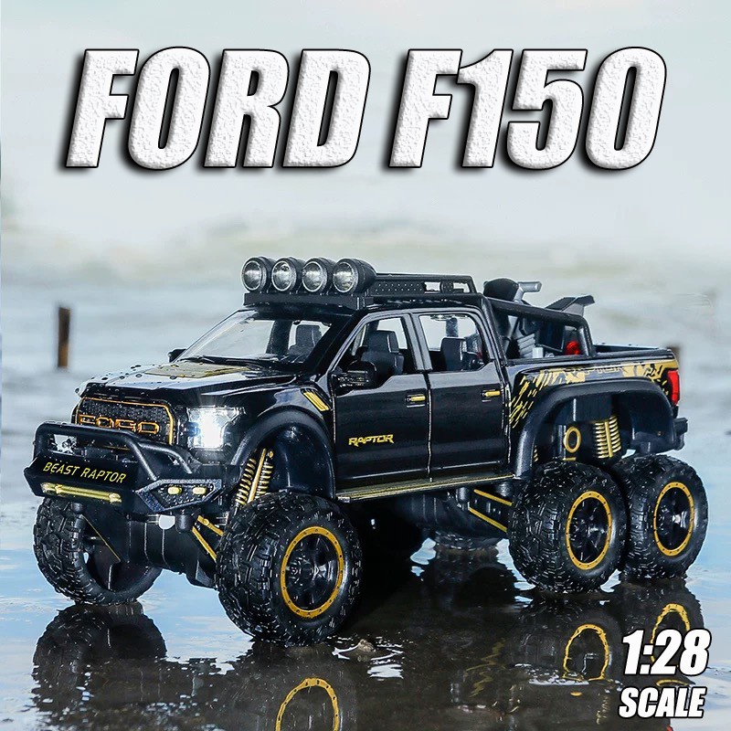 DIECAST 128 Scale Ford Raptor F150 6X6 Alloy Car Model Light & Sound