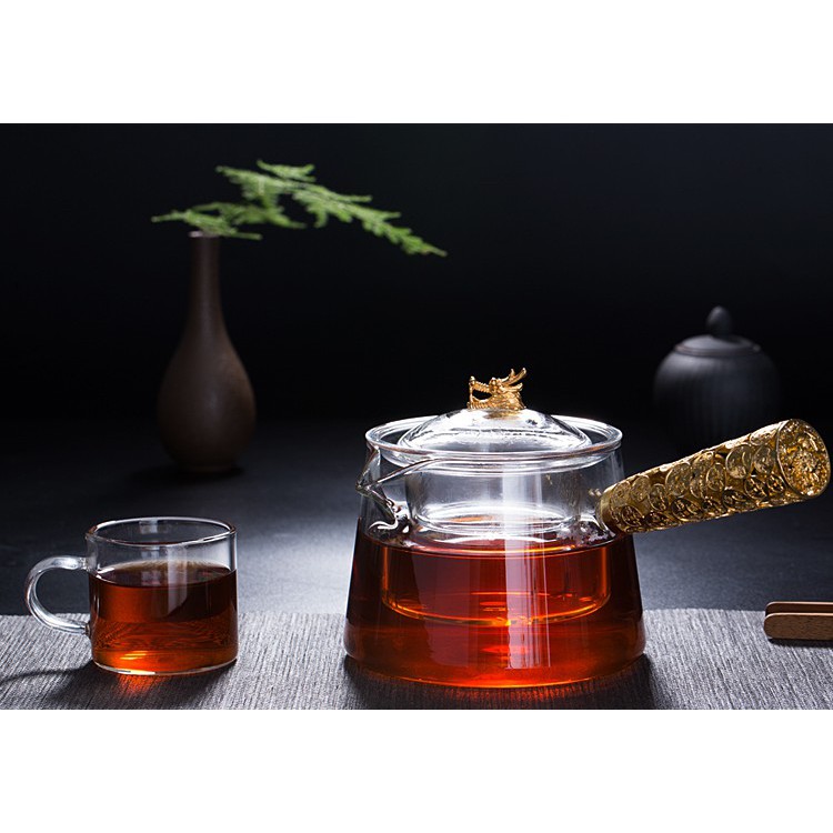 Heat Resistant Glass Tea Pot Flower Tea Steaming Teapot Garden