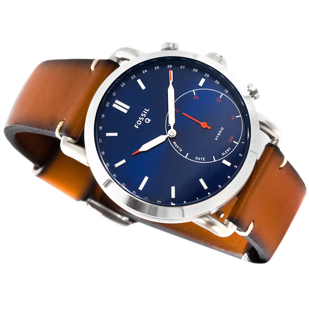 FOSSIL FTW1151 Men's Q Commuter Hybrid Smartwatch Leather Blue Brown  *Original | Shopee Malaysia