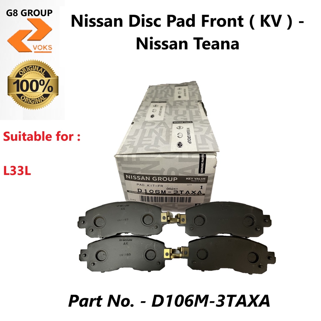 Nissan Disc Pad Front ( KV ) - Nissan Teana L33L ( D106M-3TAXA ...