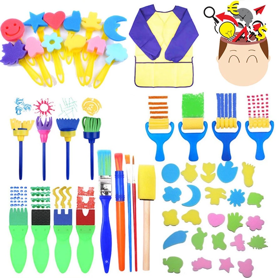 DIY Sponge Paint Roller Brush Kids Drawing Toys Kindergarten Art Crafts