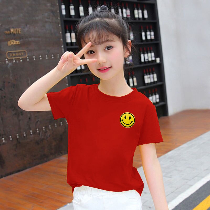 Children S Cotton T Shirt Cute Smiling Face Girl Half Sleeve儿童纯棉t恤可爱笑脸女宝宝半袖打底衫婴儿上衣装短袖t恤潮wuwuo1 My柚子5 12 Shopee Malaysia