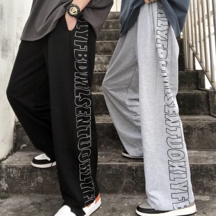 New Harajuku Street Hip Hop Fashion Trend Straight Letter Trousers Loose Sports Casual Long Pants Boy & Girl Couples Wide Leg Pants