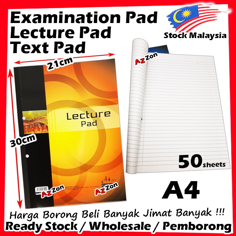 Lecture Pad Test Pad Exam Pad Examination Pad Note Pad Single Line A4