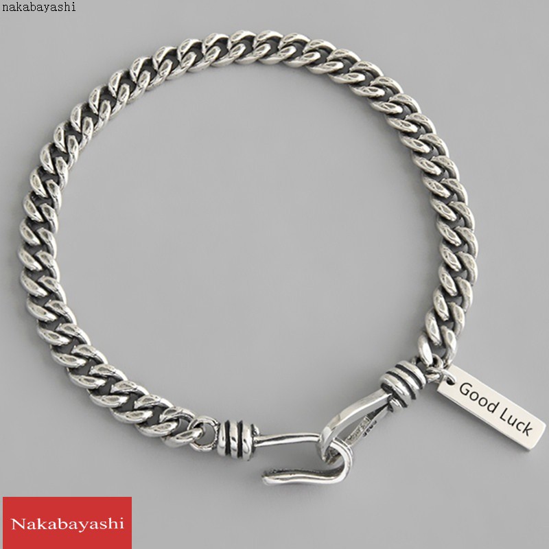 Women S Thai Silver Old Chain English Letters Bracelet Gelang Tangan Rantai Motif Tulisan Inggris Ala Thailand Warna Silver Untuk Wanita Shopee Malaysia