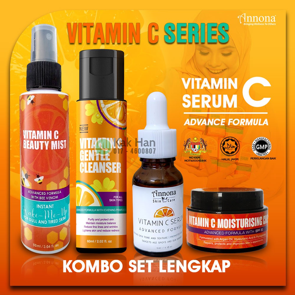 Kombo Set Lengkap Skincare Vitamin C Serum Series Moisturizer Cleanser Facemist Shopee Malaysia