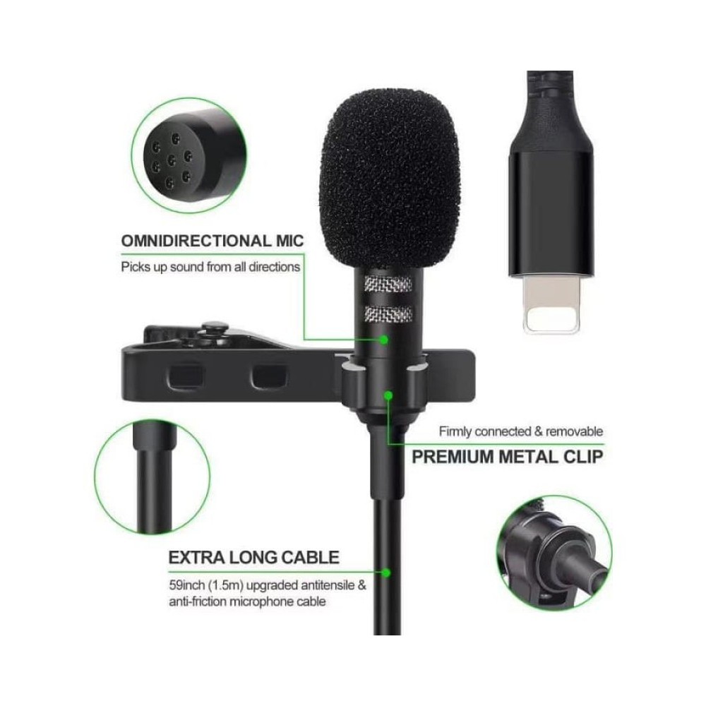 *Ready Stock* LAVALIER MICROPHONE JH-041 Super Sound For Audio And Video Recording (LIGHTNING)