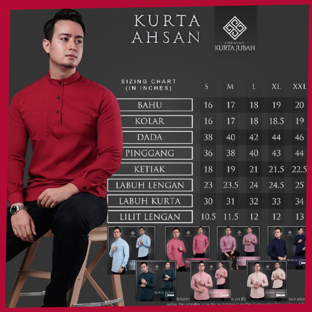 Koleksi Kurta Lelaki Terkini Full Sleeves Baju Kemeja V Neck Regular Fit Kurta Raya Rahman Lazada