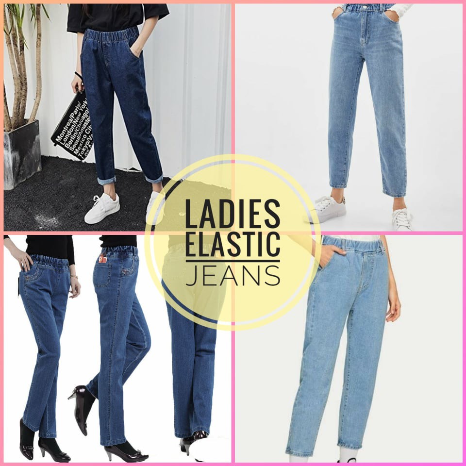 ladies elastic jeans