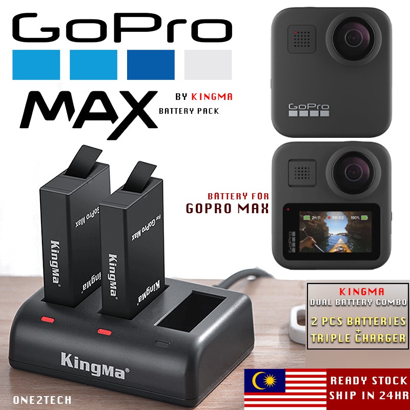 repentinamente Espectador hardware 🔋Ready Stock📸 GoPro Hero Max Battery Pack Kingma Dual Pack Batteries USB  Triple Charger for GoPro Max USB-C Travel Set | Shopee Malaysia