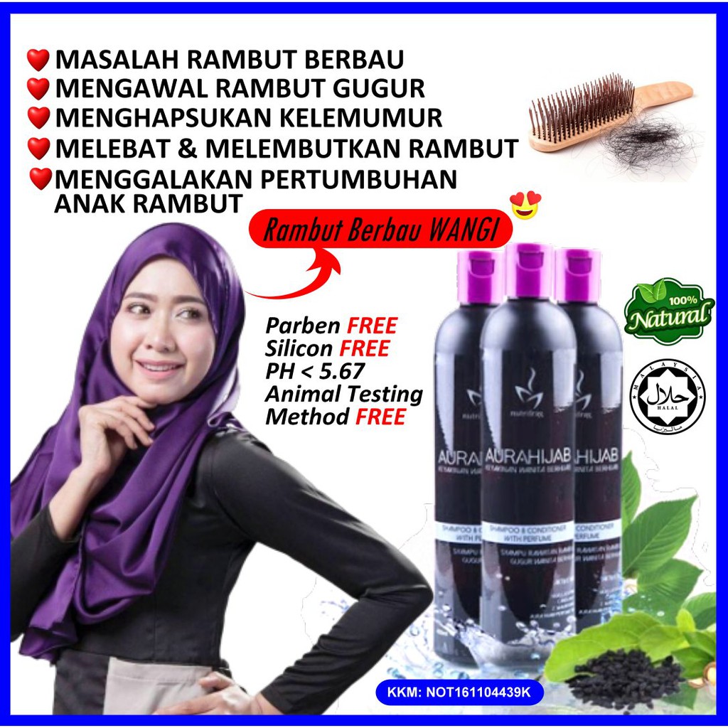 SHAMPOO AURA HIJAB. RAWATAN RAMBUT GUGUR KELEMUMUR RAMBUT ...