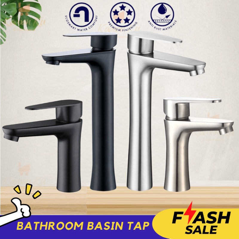 304 Stainless Steel Faucet Heightening Basin Single Cold Tap Basin Copper Toilet Tap Bathroom Faucet Paip Sinki