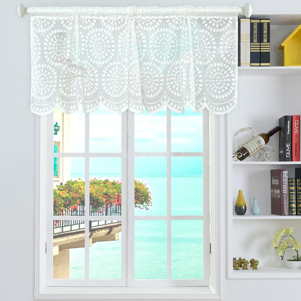 Valance Grid Style Short Sheer Curtains Rod Pocket Mesh Window