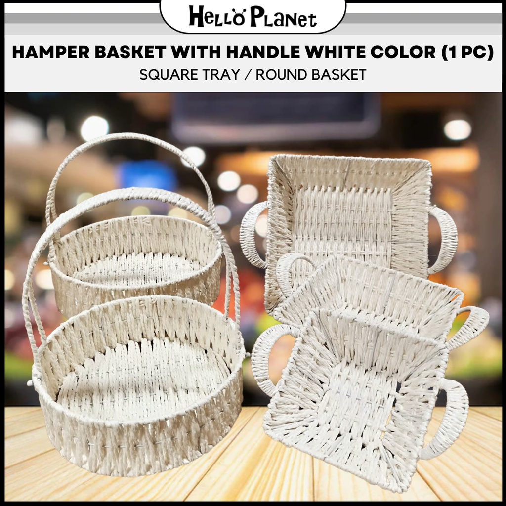 Woven Kraft Paper Rope Hamper Basket with Handle | 编织纸绳手提礼篮 托盘 | Bakul Hamper Bakul Hantaran Raga Buah Serving Tray Gift