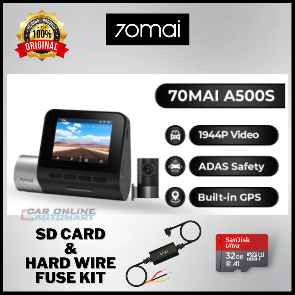 70mai Front+Back A500s Dashcam Car DVR Recorder PRO Plus+ DVR Camcorder 1944P HD Record Camera WiFi App Control GPS ADAS