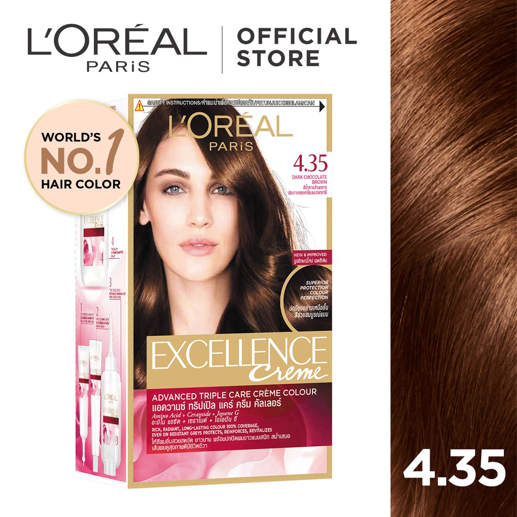 L Oreal Paris Excellence Creme Hair Color 4 35 Dark Chocolate Brown