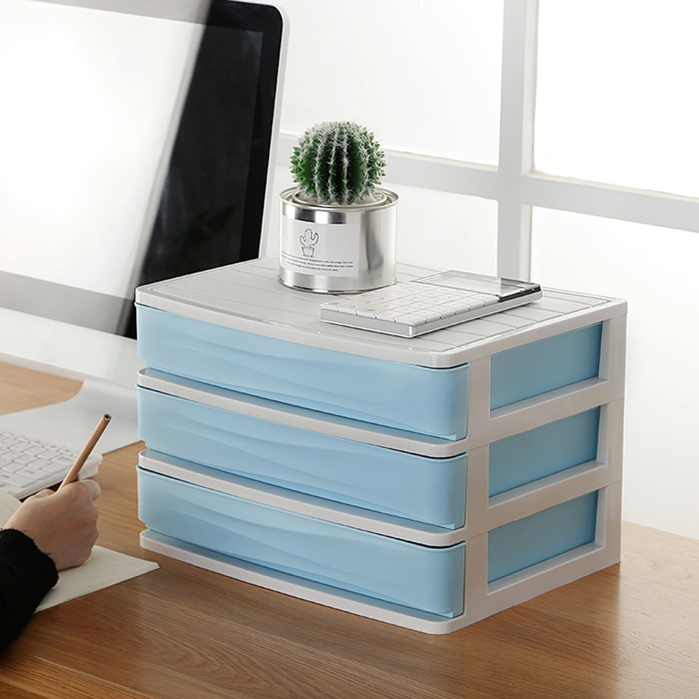 Double Deck Desktop Comestics Make Up Storage Drawer Type Box