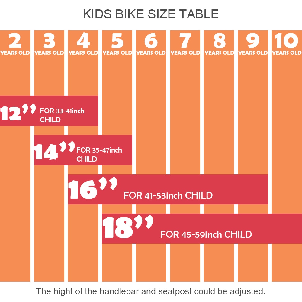 bike size for 41 inch child