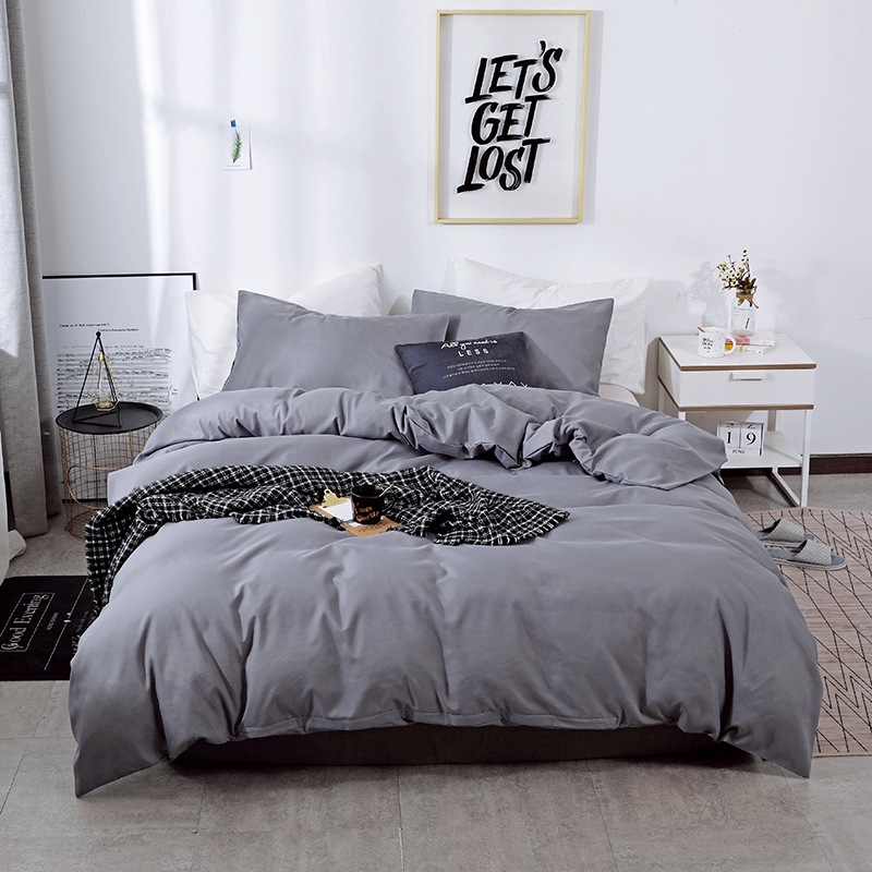 Western Style Solid Color 3pcs High Quality Flat Sheet Bedding