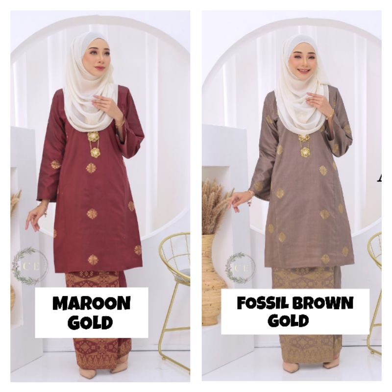 [ FOSSIL BROWN & MAROON GOLD ] KURUNG PAHANG SONGKET AISYA TENUN 6.0 ❤️ PREMIUM SONGKET TENUN ASLI ❤️ SIZE S TO 2XL ❤️