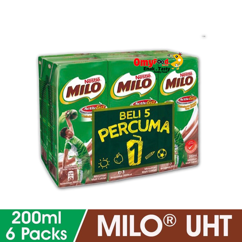 200ml x 6pcs (1pkt) Nestle Milo Activ-go UHT Chocolate Malt Drink